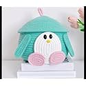 Multi-Purpose Cute Jute Basket with Lid Storage Baskets for Bathroom Living Room &amp; Kitchen Organiser Box Vanity Box First Aid Box (Penguine)