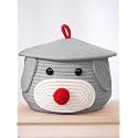 Multi-Purpose Cute Jute Basket with Lid Storage Baskets for Bathroom Living Room &amp; Kitchen Organiser Box Vanity Box First Aid Box (Grey)