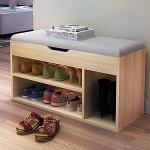 multi-purpose double-layer kids shoe storage rack with cushioned seating bench shoe rack organizer small shoe changing stool for home entryway amp hallway 80x28x44 cm