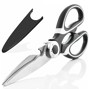 Multi Purpose Kitchen Scissors with Cover,food scissors,Premium Stainless Steel Solid Kitchen Shears for Meat,Seafood,Chicken,Vegetables,Herbs,Bottle 