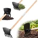 Multi-Purpose Rake Hoe Steel with 55 Inch Long Wood Handle - Durable Fire Rake Tool for Landscaping, Gardening, Forestry, Grubbing, and Tamping