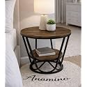 Multi-Purpose Round Coffee Table Marble Look Sofa