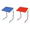 MULTI - TABLE Made in India Multipurpose Couple Table with Cup Holder ,Much Stronger Than China Made Tables Pack of 2 ( Plastic,Blue, Red )
