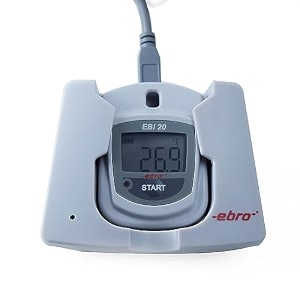 multi-use temperature datalogger used for pharma cargo and cold chain monitoring along with calibration certificate by ebro model ebi 20t1