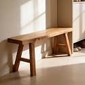 Multi-Use Wooden Bench, Farmhouse Entryway Solid Wood Bench for Shoe Storage, Long Narrow Rustic Dining Bench Indoor, Armless Design for Kitchen, Living Room, or End of Bed(31.5x10.2x17.7)