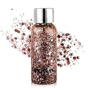 body glitter gel - nail hair face flash eye shadow mermaid chunky glitter - long lasting waterproof liquid body makeup for women amp girls dark brown107