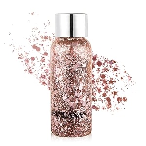 body glitter gel - nail hair face flash eye shadow mermaid chunky glitter - long lasting waterproof liquid body makeup for women amp girls light brown 103