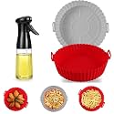 Multicolor 2 Pcs Silicone Air Fryer Liners Bsaket Air Fryer Accessories Silicone Coating Pot Basket and Oil Sprayer Bottle, 2 liter