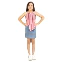 Multicolor Color Striped Denim amp Polyester Above