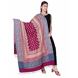 Multicolor Women Bridal WearPure Wool Shawl Shawl