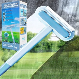 multifunctional 4 in 1 mesh screen cleaning brush and glass scraper wiper for easy window cleaning atcan squeegee brushes cleaning tool household cleaning supplies brush blue