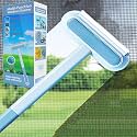 Multifunctional 4 in 1 Mesh Screen Cleaning Brush and Glass Scraper Wiper for Easy Window Cleaning Atcan Squeegee Brushes Cleaning Tool Household Cleaning Supplies Brush (Blue)