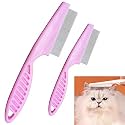 Multifunctional Pet Hair Comb, 2023 New Magic Pet Comb Dog Combs for Grooming, Stain Tear Removal Comb Stainless Steel Fine-Tooth Grooming Massage Comb for Dog Cat (1 Pair, Pink)
