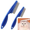 Multifunctional Pet Hair Comb, 2023 New Magic Pet Comb Dog Combs for Grooming, Stain Tear Removal Comb Stainless Steel Fine-Tooth Grooming Massage Comb for Dog Cat (1 Pair, Blue)