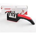 Professional 3-Stage Knife Sharpener with Non-Slip Base | Manual Kitchen Knife Sharpener | Repairs, Sharpens & Polishes Steel Kitchen Knives | Ergonomic Handle