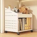 Multifunctional Rolling Book Cart with Wheels - Mobile Under Desk Bookshelf for Home Office, Living Room &amp; School - Compact Utility Cart (15.75'' x 11.81'' x 21.26'', Wood Finish)