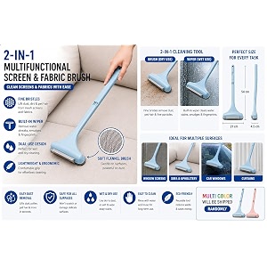2-in-1 screen amp fabric cleaning brush with built-in wiper  multipurpose mesh screen sofa curtain amp car glass cleaner  wet amp dry cleaning tool  soft flannel dust remover  random color