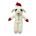 Multipet Lamb Chop Dog Plush Toy w/Santa Hat - Dog Toy for All Dogs - Extra Soft Plush - Stuffed Animal for Cuddling &amp; Playing (10.5”, Cream)