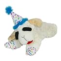 Multipet Lamb Chop Dog Plush Toy with Birthday Hat - Squeaky Dog Toy