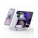 Multiple Devices Charging Station, 5-in-1 Charging Station for iPhone 17 Pro Max/Pro/Plus/16/15/14/13/12, iPad Pro/Air/Mini, Apple Watch and Airpods,Wireless Charging Dock(G805) (Lavender)