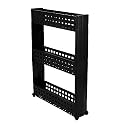 NAVRANG Plastic 5 Layer Black &amp; White Multipurpose Free Standing Tiered Shelf Kitchen Storage Slim Rack With Wheels For Home, Office, Bedroom And Bathroom (5 Layer, Black &amp; White)