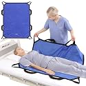 Multipurpose 43" x 36" Positioning Bed Pad with Reinforced Handles - Reusable &amp; Washable Patient Sheet for Turning, Lifting &amp; Repositioning - Double-Sided Nylon Fabric, Blue