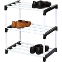 PulGos Shoe Rack with Shelf | Shoe Stand for 12 Pairs | 4-Layer Chappal & Slipper Stand for Home | Black Portable Foldable Footwear Rack | Plastic Shoe Organizer for Home