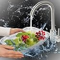 FRESHOME Freshome Multipurpose Square Stainless Steel Collander for Washing Rice, Fruits, Vegetables and Grains to Filter Easily in The Kitchen Bowl (40X32), 35X15X5 Cm, Silver