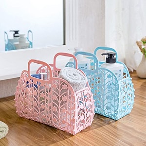 multipurpose storage toiletries basket plastic portable folding sundries organizer basket multi color