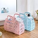Multipurpose Storage Toiletries Basket Plastic Portable Folding Sundries Organizer Basket (multi color)