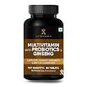 Multivitamin with Probiotics and Ginseng for Men and Women | Supports Energy, Immunity and Digestion | 100% Vegetarian Probiotic Supplement | 60 Tablets