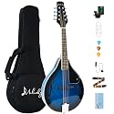 Mulucky A Style 8 String Acoustic Mandolin, Blue Finish Beginner Solo Kit