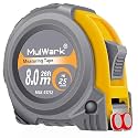 MulWark 25ft Metric Tape Measure, Measuring Tape Retractable, Easy Read Measurement Tape Both-Side Metal Blade, Magnetic Hook &amp; Shockproof Case for Construction, Carpenter, Architect, Woodworking