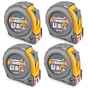 MulWark 4 Pack Metric Tape Measure, Easy Read Measuring Tape Retractable with Fractions 1/8, Both-Side Metal Blade, Magnetic Hook & Shockproof Case for Construction, Carpenter, Architect, Woodworking