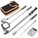 Mulwark 7-Piece Telescoping Magnetic Pickup Tool Set, Versatile Magnet Tool with 1lb & 5lb Magnet Sticks, 360° Swivel Inspection Mirror & Parts Tray, Ideal Gifts for Men, Dads, Mechanics