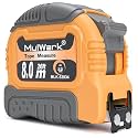 MulWark Wide Tape Measure 25 ft, Double Secure Blade Lock Tape Measure Retractable with Stop Button, Both-Side Metal Blade, Magnetic Hook for Construction, Carpenter, Architect, Woodworking