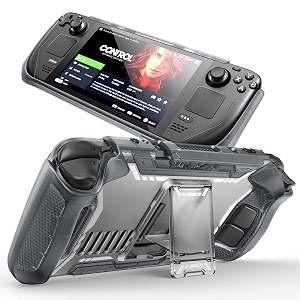 mumba blade series case for steam deck 2022 with kickstand tpu grip shock protective cover accessories heat dissipation friendly anti-slip amp anti-scratch protector frostblack