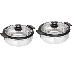 mumma39s life- stainless steel thermoware casserole with glass lid hot pot roti box with lid set of 2 2500ml amp 3500ml