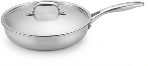 mummas life triply stainless steel fry pan 24 cm diameter with lid 16 l capacity triply induction bottom