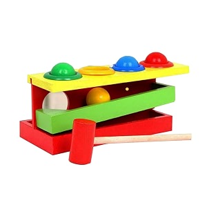 mummamia wooden pounding bench with rolling track educational montessori toy for toddlerkids wooden knocking piling early years sensory toys - pounding track