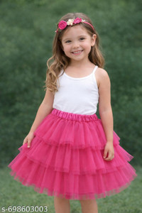 MUMMASCHOICE Solid Girls Flared Black Skirt