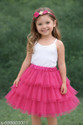 MUMMASCHOICE Solid Girls Flared Pink Skirt