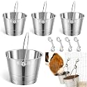 Mumufy 4 Set 1 Quart Stainless Steel Flat Side Bucket Metal Bucket
