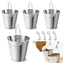 Mumufy 4 Set 2 Quart Stainless Steel Flat Side Bucket Small Metal Bucket