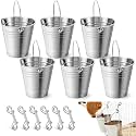 Mumufy 6 Set 2 Quart Stainless Steel Flat Side Bucket Metal Bucket
