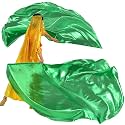 MUNAFIE Large Worship Flags for Dance Church, 74 x 55 Inch Semicircle Praise Dance Flags with Flexible Telescopic Rods and Carrying Bag, 2 Pack, Green
