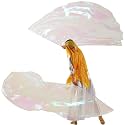 MUNAFIE Large Worship Flags for Dance Church, 74 x 55 Inch Semicircle Praise Dance Flags with Flexible Telescopic Rods and Carrying Bag, 2 Pack, Transparent
