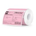 MUNBYN 4x3 Thermal Labels, 500 Sheets/1 Roll, Pink