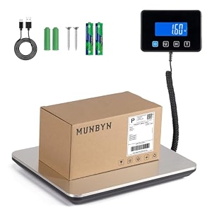 munbyn shipping scale 440lb18oz digital postal scale for packages with holdtare function backlit lcd battery amp cable included postage scale for small business packages luggage and home use