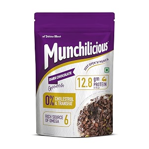 granola - dark chocolate 400g  healthy amp nutritious breakfast cereal with whole nuts  high fibre gluten free diet snack for weight loss amp energy  no added sugar